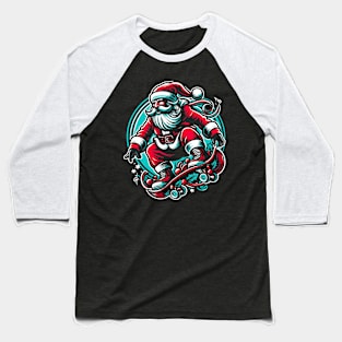 santa playing skateboard t-shirt Baseball T-Shirt